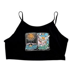 Source Unknown Black Crop Top with Tarot Design